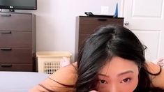 Tan Japanese gyaru in POV handjob blowjob rimjob orgy