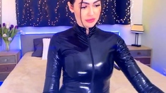 Latex slut solo anal masturbation