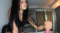 Thai teen used coconut oil on a big dick