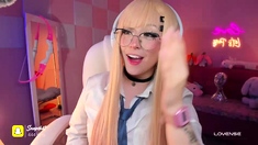 Horny amateur masked Asian teen toying on webcam show