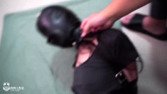 Brunette slave girl enjoys the harsh fetishes of a bdsm game