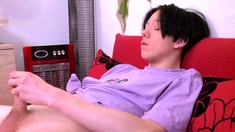 Cute emo boy jerks his teen cock