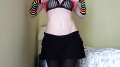 First time amateur brunette solo with dildo