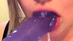 Blonde amateur gives webcam show with toys