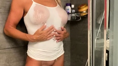 Spy Camera Watches Big Tit Amateur Milf In The Shower