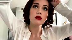 Cute curly brunette solo webcam masturbation