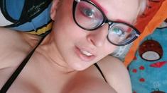 Horny big boobed fat chubby busty blonde