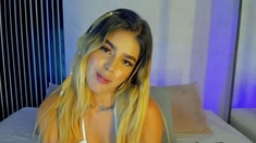 Blonde Camgirl Gives Sloppy Dildo Blowjob