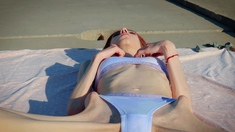 Tiny redhead teen outdoor masturbation