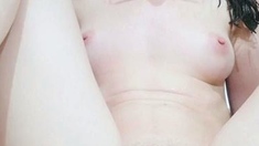 Lovely Amateur teen brunette masturbating outdoor