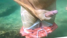 Risky Public Beach Sex: Amateur Couple's Underwater Adventur