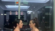 Two Sexy Brunette Lesbians Licking Each Others Pussies