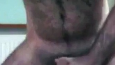 Hairy Daddy Strokes His Cock