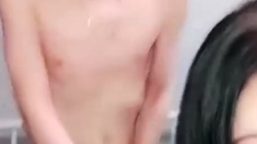 Close up POV of teen sucking cock