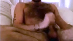 Hairy Hunk Strokes His Big Cock on Webcam