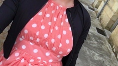 Tranny with Big Tits Jerking Off her Big Cock