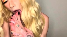 Cute teen girl enjoys foot fetish