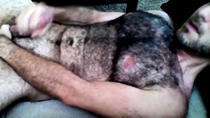 Hairy Horny Daddy Strokes His Big Cock