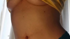 Amateur striptease and Solo masturbation