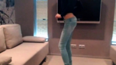 Non-nude super skinny teen dancing in jeans