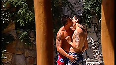 Handsome Studs In Hawaiian Shorts Fuck Each Other At The Beach