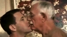 Hot mature guy with silver fox in hotel