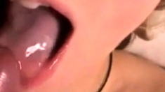 Delicious teen twink eating cum