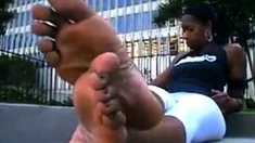 West Indies Negress shows her Big Black Feet and Soles