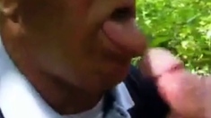 He loves cum - outside