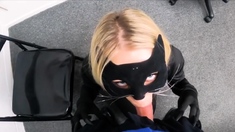 Blonde Blows In Freshly Stolen Catsuit