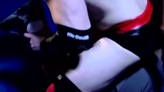 Rojer dominates two men in the wrestling ring